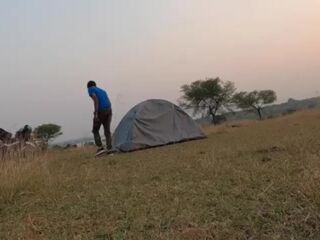 Outdoo in the tent at evening in a peaceful environment