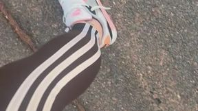 Pink rose air max sneakers taking a walk