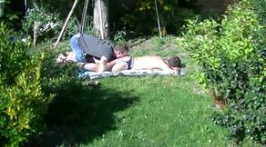 Twink fucked bareback and creampie in my garden
