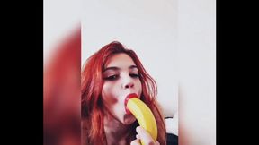 Banana sloppy blowjob deepthroat -