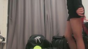 Gym Queen Trample: White Socks, Black Pantyhose & Converse Domination