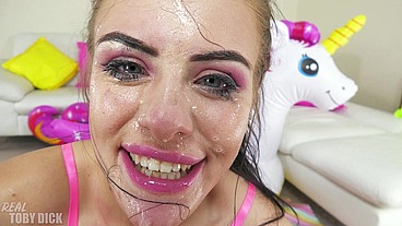 HOT STRIPPER gets throat fucked HARD and gets fucking messy