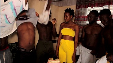 A birthday at the neighborhood gangbang. Rahima fucks with four strong guys on the day of her 23 year old birthday. A big and long cock spurting virgin ass