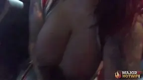 Curvy blonde Kendra Lee gives a sloppy handjob and to the hilt throat in public