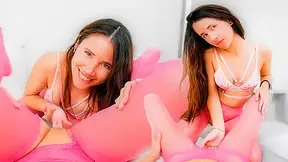 (Female Pov) Two Lesbian 18yo Teens Strapon In Pink Pantyhose