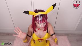 Pikachu Cosplay Massive Bukkake Facial