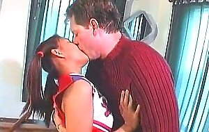 Horny small tit cheerleader honey tai angel on pool table sucking and fucking cock