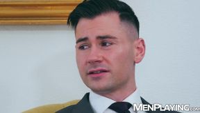 Businessman Lukas Daken spreads his ass for Sir Peters cock slab