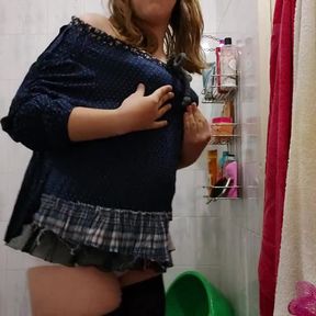 transgirl rubbing herself with lightly teasing you