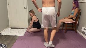 Ballbusting ass worship with Alice and Rhea (4k)
