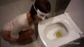 Piss and cum licking in the bathroom