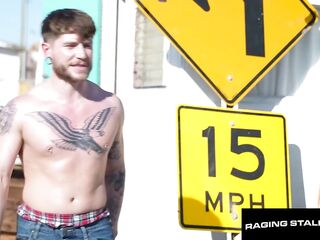 FURIOUS STUDHORSE - Officer Brogan Turns Trailer Park Into Wild 7-Guy Bareback Fuckfest