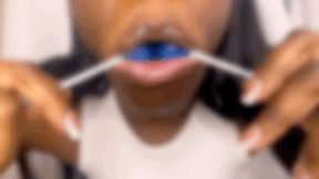 Licking, Sucking and Slurping Blue Ball Lollipops