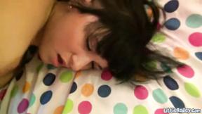 ”Petite teen takes hard shaft in her snatch”