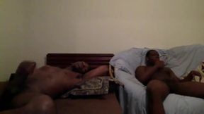 Big-Cock Hunks Jerk Off to Porn Together