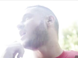 Jane is on a soccer camp, with her boyfriend indeed. But that babe's super attracted to her trainer. That babe can barely take it anymore! At night that babe bangs him