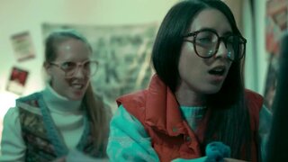 Teen lezzies fucked by a blonde MILF in a weird dream