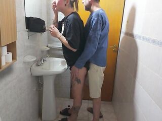 My wife nearly caught me banging my step brother's wife in the washroom