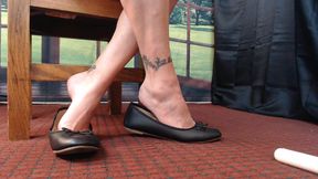 Close up ballet flats dangle play natural