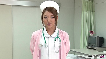 Japanese Teen Nurse seduce to Intense Orgasm with Hitachi Vibrator Stick at Hospital