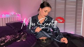 Scarlett's sexy teal satin blouse rip (destruction)