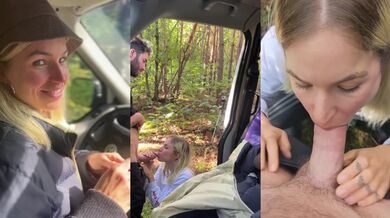 Watering the forest! Hot wife squirts, fucked hard and gets her mouth full of cum