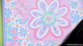 Redhead Siouxsie Q worships huge feet and eats raw cum