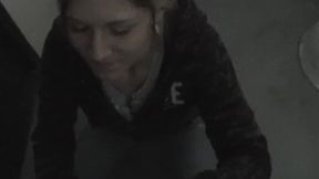 Public teen slut sucking on hard cock