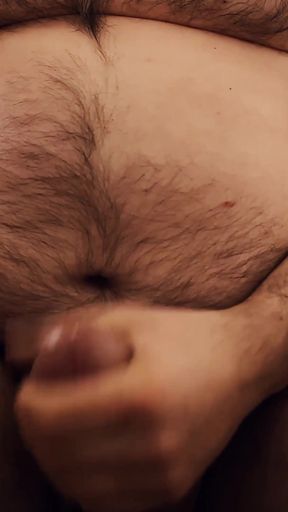 Hairy Belly Stroking Fat Cock