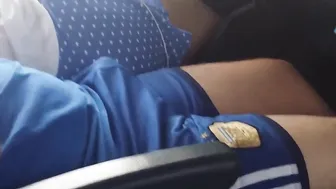Amateur Daddy Shows Big Cock Bulge on the Bus