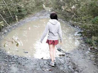 Urinate and Puddle Sloshing in Nude Foot Sneakers