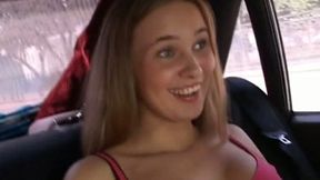 Russian cutie gives a blowjob to massive dick