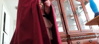 Red riding hood boi taking a new bad dragon toy!