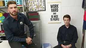 Sexy security dudes Chris Damned and Sebastian Hunt wind up fucking