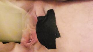 I taped my pussy open and gave myself a spanking