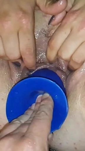 Fucked by the 9cm Thick Blue Dildo