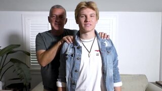 Inexperienced blond twink getting his cock jerked