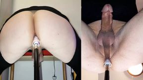 great POV of prostate orgasm during deep and hard anal penetration by fuck machine of perfect beautiful male cumdump