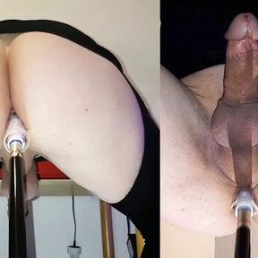 great POV of prostate orgasm during deep and hard anal penetration by fuck machine of perfect beautiful male cumdump