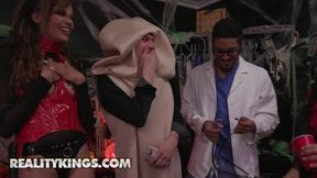 REALITY KINGS - Wild Eve Ellewood, Stoney Lynn, And Gina Valentina Turn A Halloween Party Into A Sultry Orgy