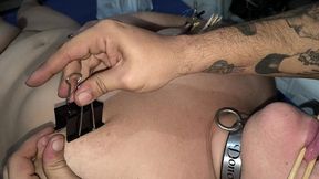 dorynha playing bdsm with her breasts.