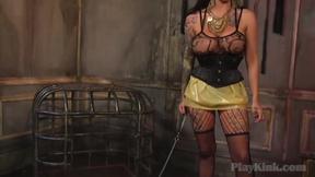 ”Meaty dominatrix playing with her sissy slave”