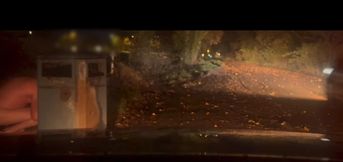 Caught naked outside by taxi , naked and barefoot