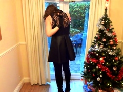 Alison in Thigh Boots - Wanking under the christmas tree