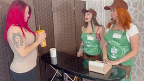 Barista Bellybutton Worship - Dakota Quinn & Sunnie Soliel HIDEF MOV