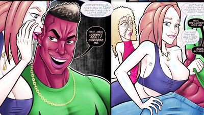 Two assholes destroyed by a massive black monster cock in a parody hentai porn