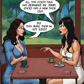 Innocence for Sale. Shoe Salesman Lick Smell Feet Shy Customer. Amazing Cartoon Ai