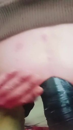 The Young Man's Big Ass Even Tries to Shove a Bottle of Yogurt Into His Little Butt.