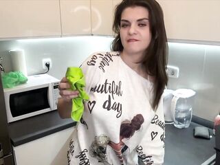 Stepmother with bulky weenie was caught by her sexually excited Stepson and she made him suck her cum