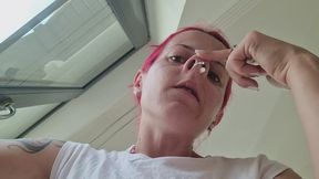 THICK SNOT STRINGS DRIPPING ON YOUR FACE POV
